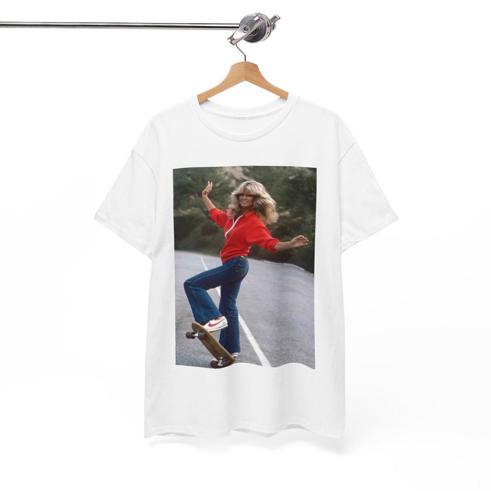 Farrah Fawcett Tshirt Charlies Angels Vintage Model Unisex Heavy Skateboarding Unisex T-Shirt S