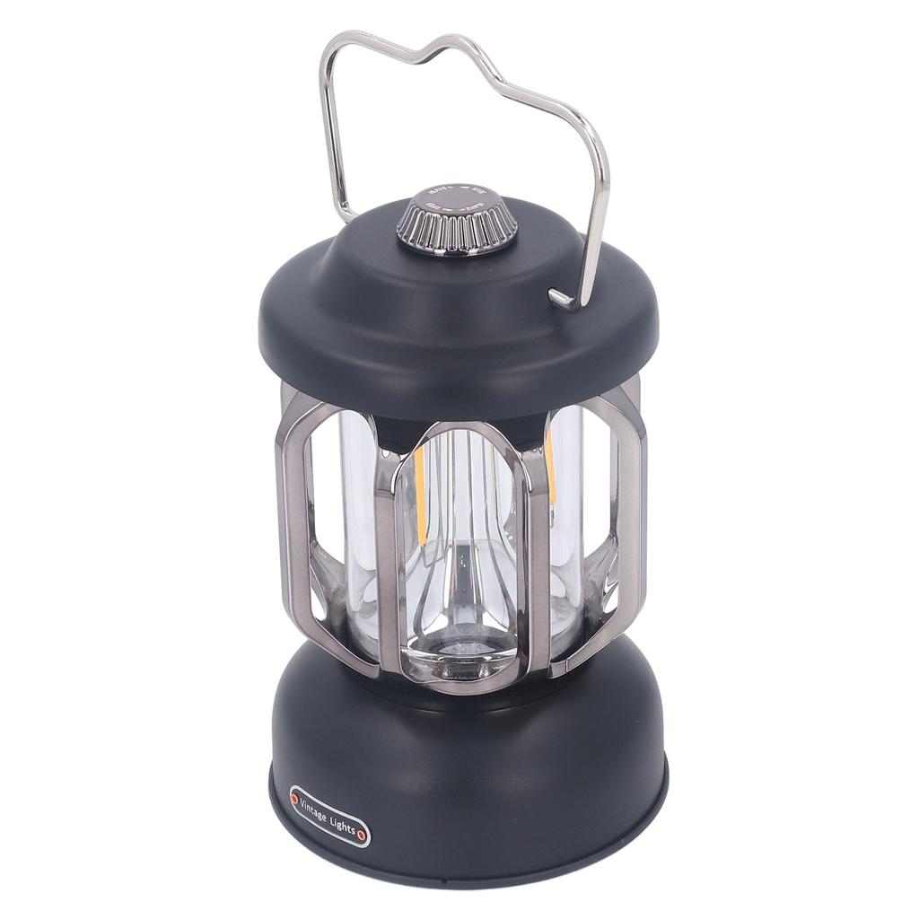 Retro Camping Lantern Vintage Camping Lamp Type C Rechargeable 3 Modes Dimmable with Hook Waterproof LED Tent Lamp for