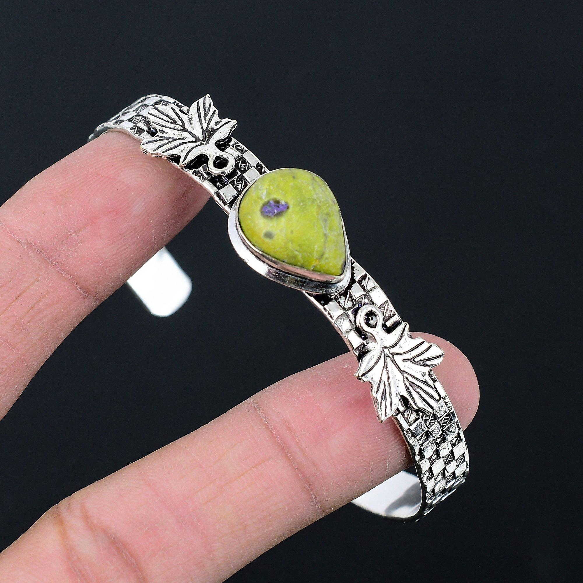 

Натуральный Атлантисит Свадебный Лист Сестра Ручной Работы Браслет 925 Стерлинговое Серебро Adjustable