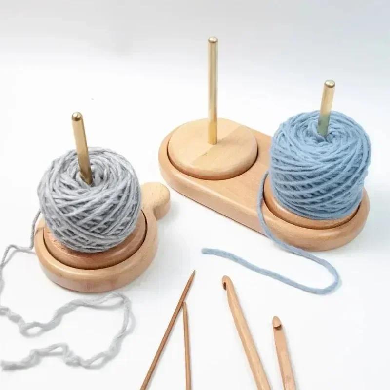 Wooden Yarn Holder Spinning Knitting Tools Beginner Crochet Accessories Stand Sewing Thread Spool Wool Ball Winder Stand Tool