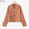 ZANZEA Women Casual Turn Down Collar Loose Long Sleeve Blouse