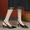 New Women's Sandals Pointed Toe Slingbacks Pumps Wedding Shoes Low Heels Dress Shoes Slip on Black Women Shoes
