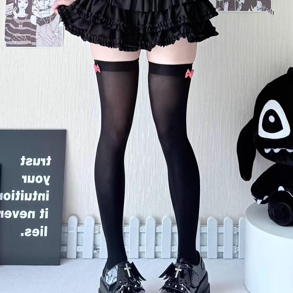 European & American Velvet Bow Christmas Over-the-Knee Socks