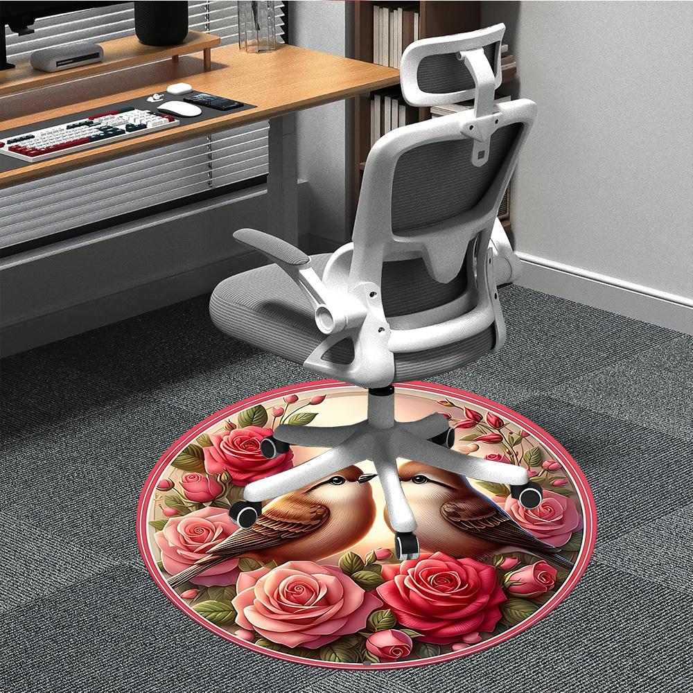 

1pc Love Birds Chair Carpet for Office Non-Slip, Machine Washable Rug for Office, Room - Holiday Decor, Machine Made yy251016107 80cm by 80cm