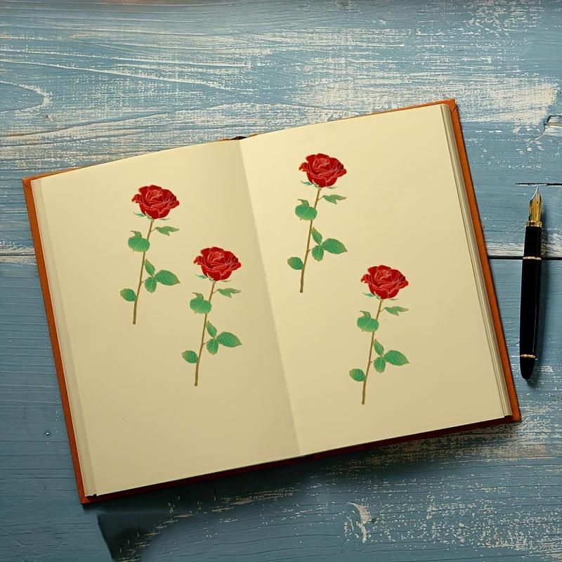 Ein einzelnes elegantes rotes Rosen-Metall-Lesezeichen mit einem goldenen Stiel - Das perfekte Geschenk für den Valentinstag, den Muttertag, Geburtstage