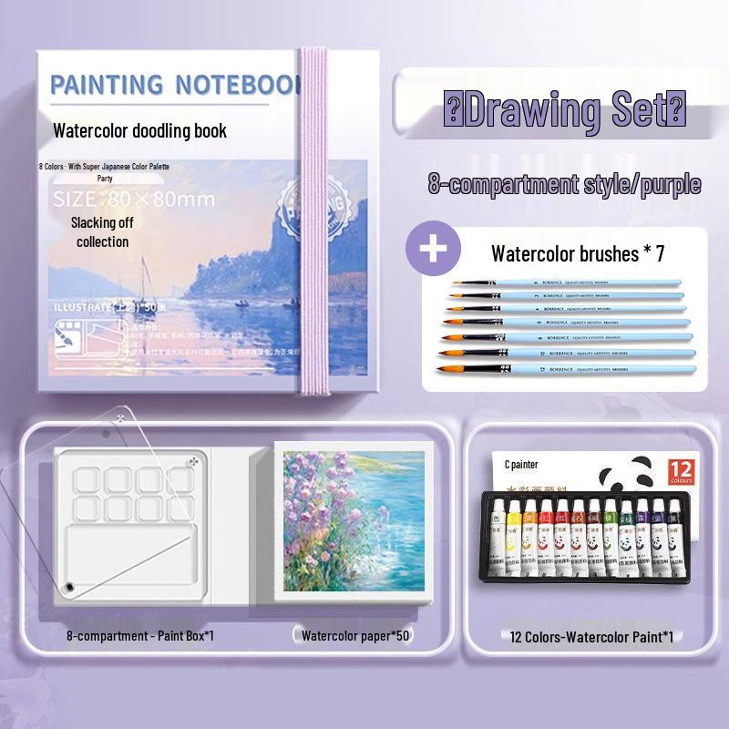 Moyu Watercolor & Acrylic Travel Sketching Set: Portable Palette, Drawing Board, and Book for Painting and Sketching.