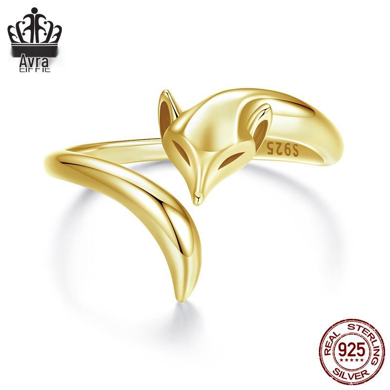 Everle Sly Fox Adjustable Sterling Silver Ring for Women
