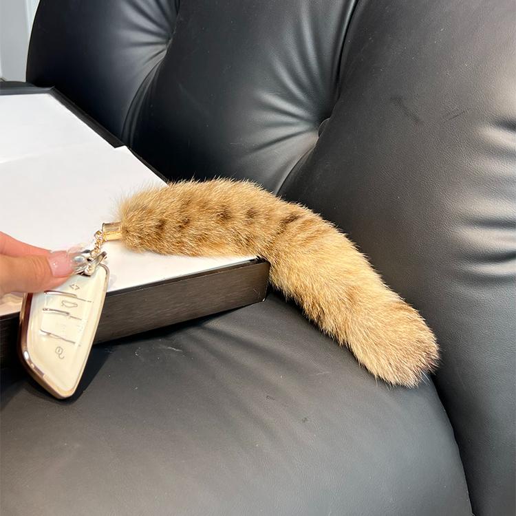 [Cute Little Tail] Real Fox Fur Tail Car Keychain Pendant Plush Doll Back Bag Pendant