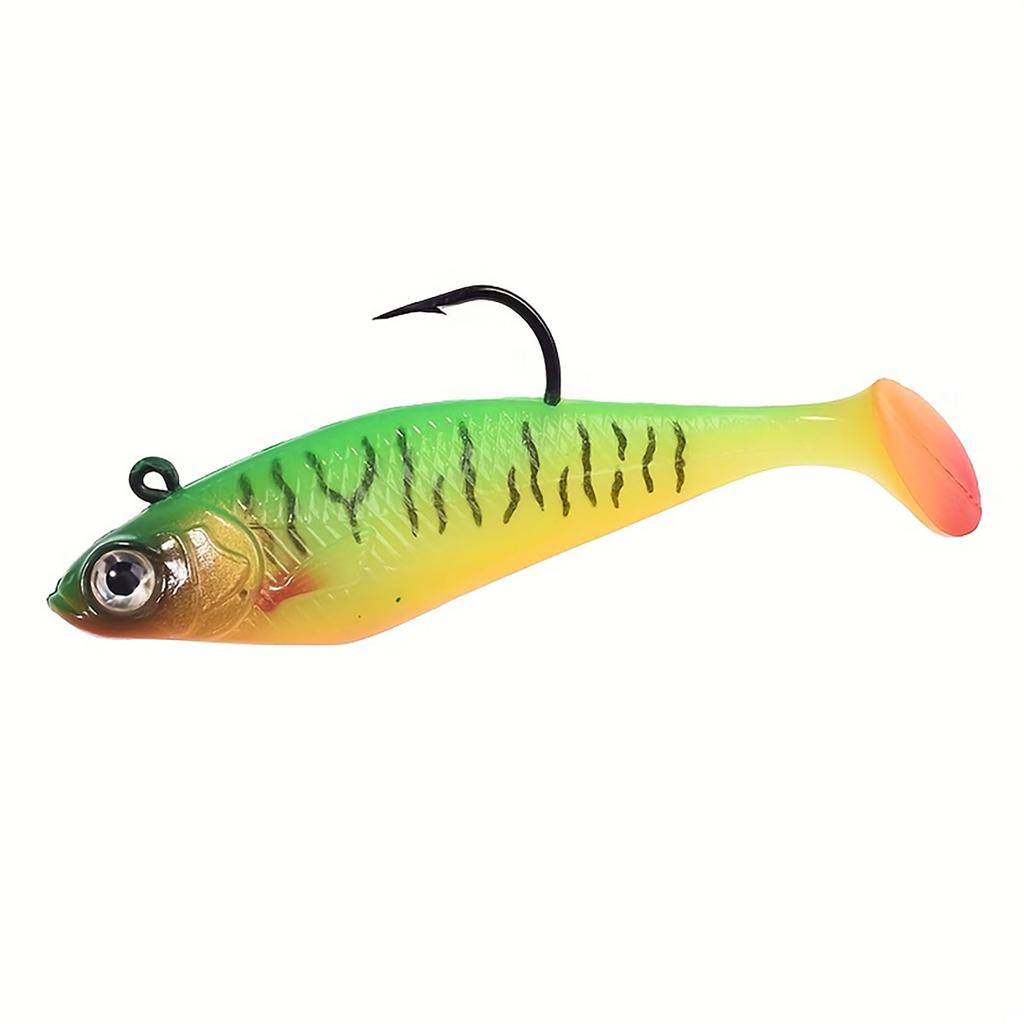 Soft Paddle Tail Fishing Lure with Single Hook Durable Silicone Body Realistic Fish Shape for Freshwater Saltwater Fishing Tackle Bait