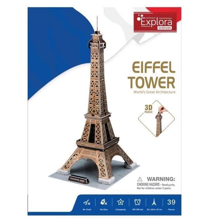 Puzzle 3D - Tour Eiffel - Jeu de construction - EXPLORA - 39 pièces - Dès 5 ans