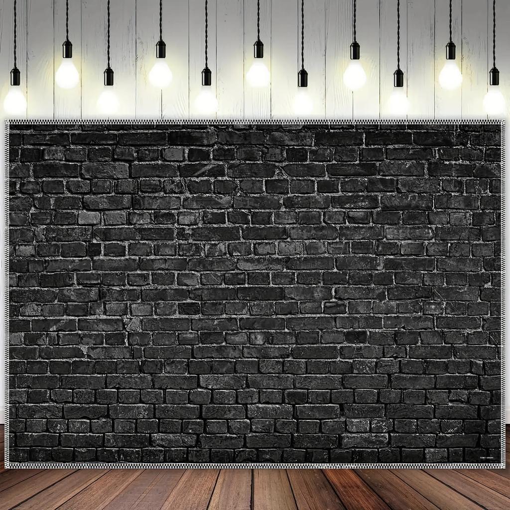 7x5ft Black Brick Wall Backdrop: Elevate Halloween Birthdays & Photo Booths - Versatile Vintage & Horror Party Background