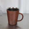 304 Stainless Steel Coffee Cup Office Desktop Cup Japanese Wood Grain Double Layer Mug Cold Drink Juice