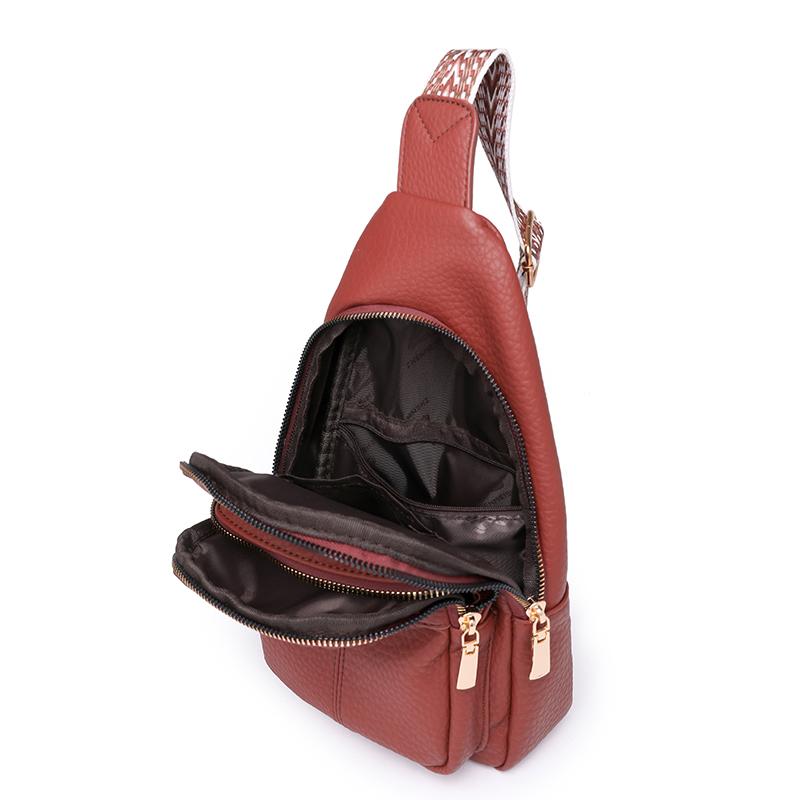 Měkká kožená náprsní taška Dámská crossbody taška Barevná taška přes rameno Sportovní taška přes rameno Dámská náprsní taška