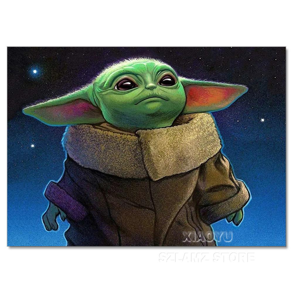 Diamond Painting Yoda Rhinestone Picture Cartoon Full Round Drill Mosaic Embroidery Mandalorian Home Decor Gift