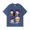275 GSM Washed T-shirts 100% Cotton Demon Slayer V80 Hashiras Chibi Print Unisex Heavy Cotton T Shirt