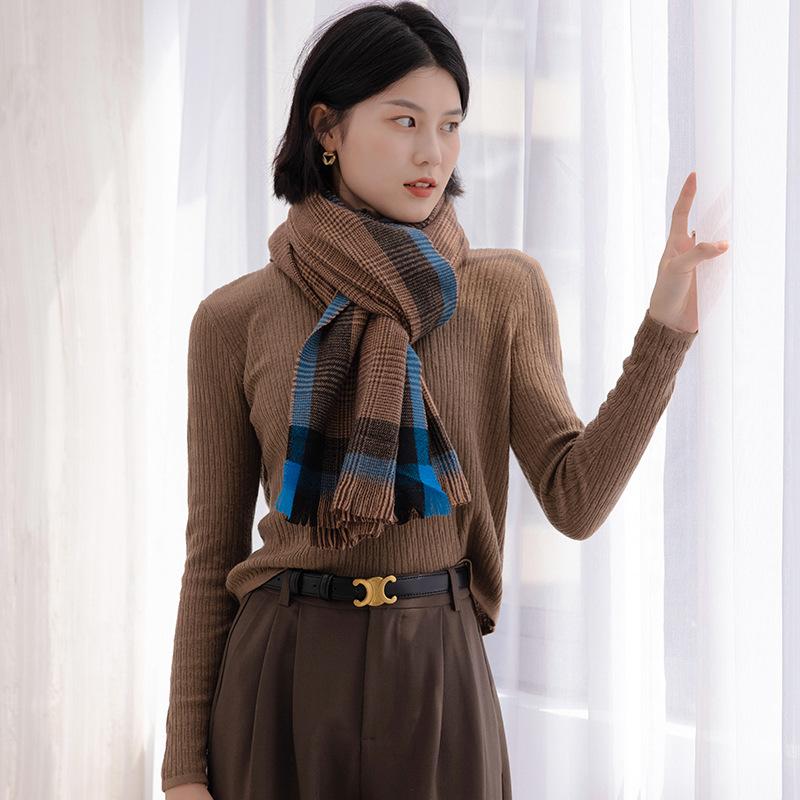 Color matching scarf women's 2025 autumn and winter new sweet medium and long warm imitation cashmere scarf shawl fashion