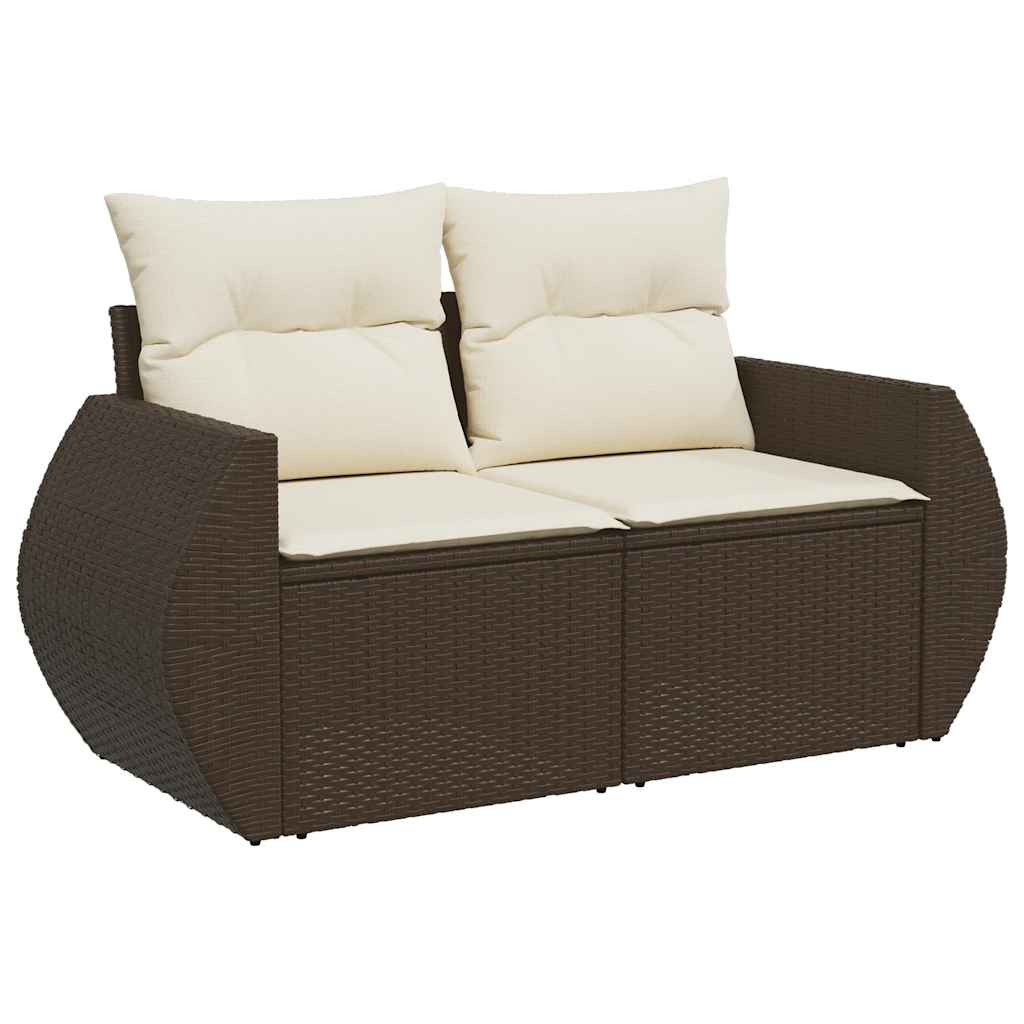 10 Piece Garden Sofa Set with Cushions Brown Poly Rattan
