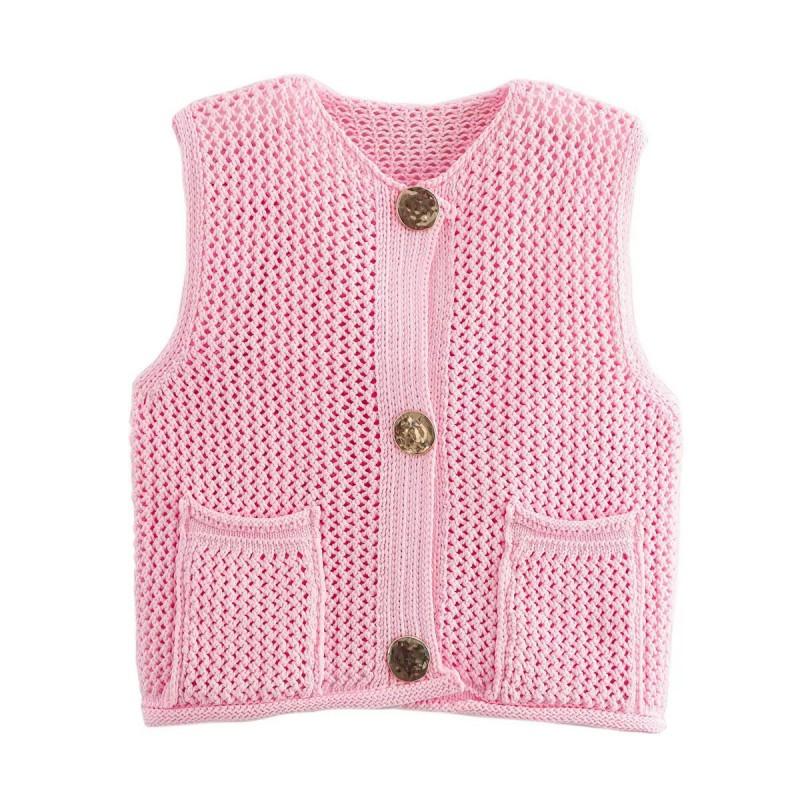 Womens Crochet Knit Vest 2026 Fall Winter Sleeveless Openwork Cardigan Streetwear Casual Outfit