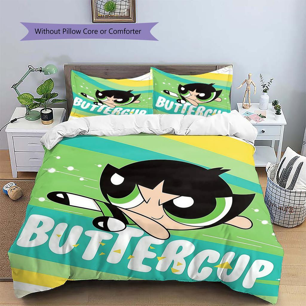 Powerpuff Girls Buttercup Cool Duvet Cover & Pillowcases, Powerpuff Girls Fan Bedding, Perfect Gift.chl