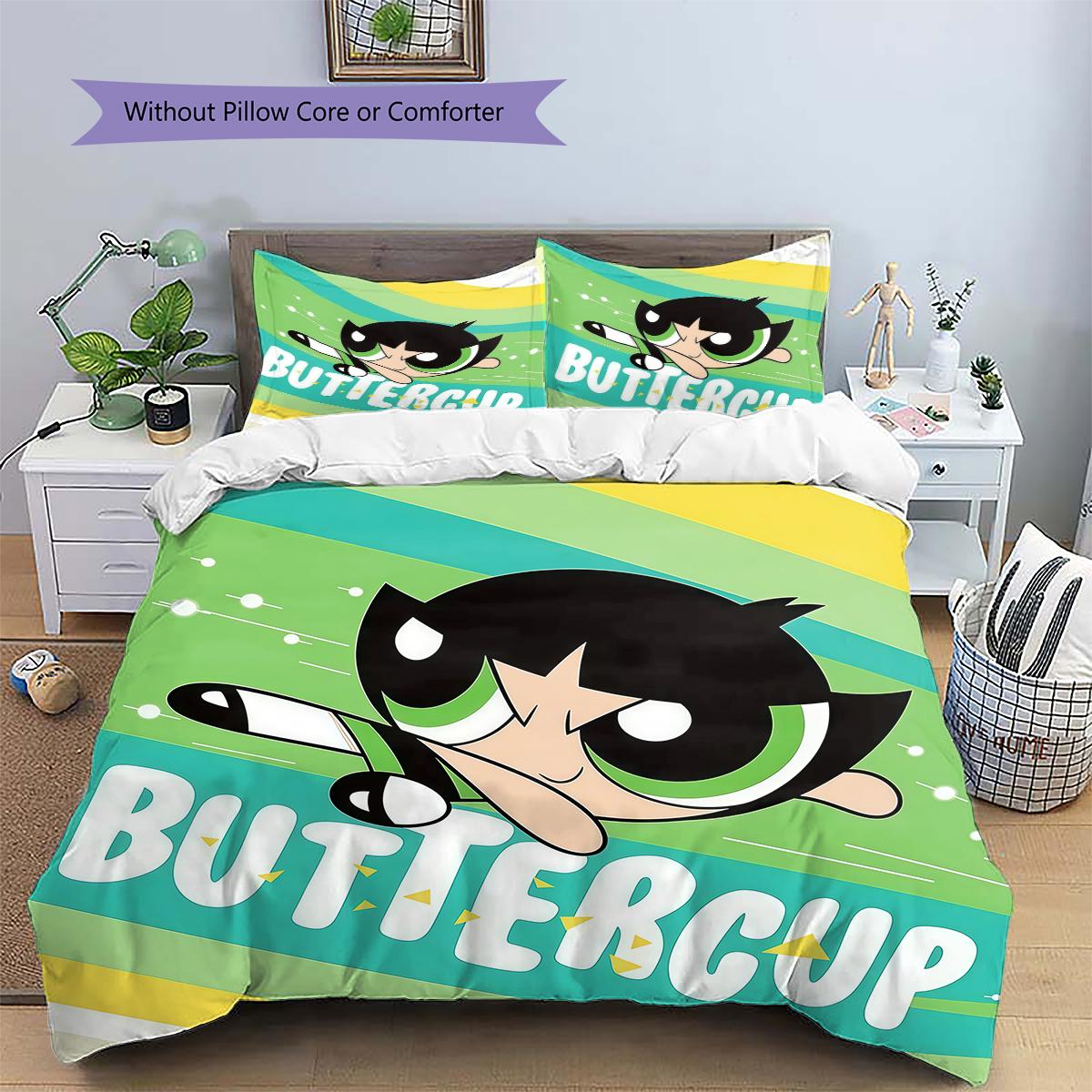 Powerpuff Girls Buttercup Cool Duvet Cover & Pillowcases, Powerpuff Girls Fan Bedding, Perfect Gift.chl 135x200cm