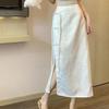 New Chinese Style Buckle Versatile Temperament Slit Skirt Summer New Retro High Waist Mid-length Skirt