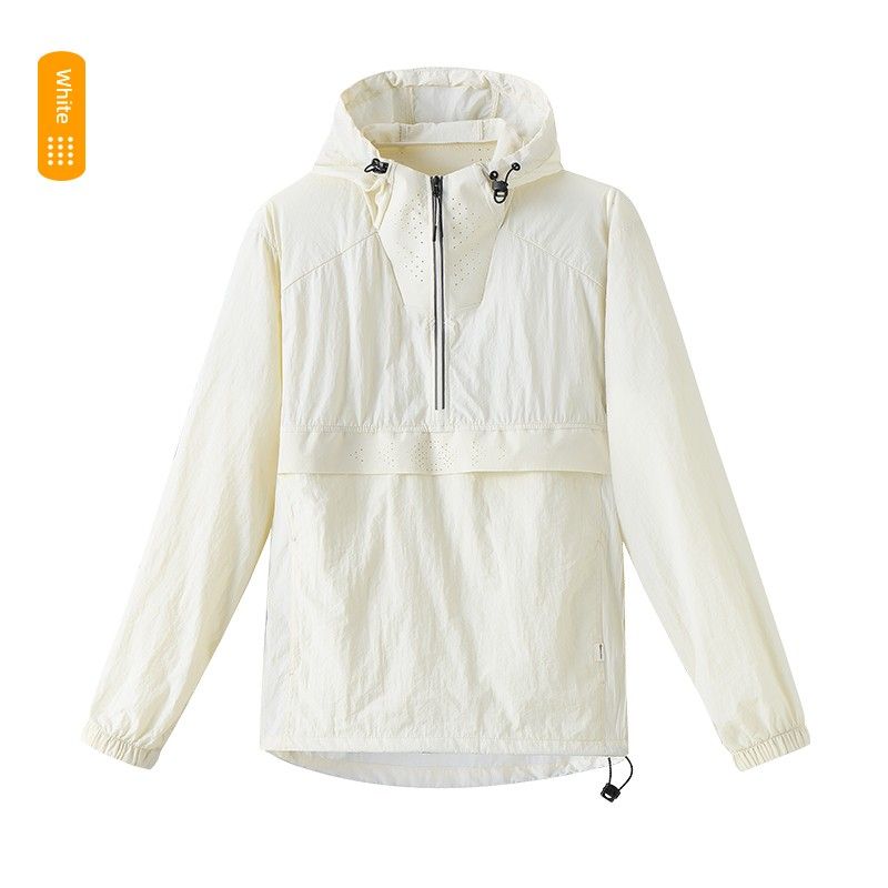 

Medm Beprp Летняя солнцезащитная одежда с полумолнией для пар, мужская и женская, ветрозащитная, универсальная толстовка с капюшоном для защиты от УФ-лучей T92 White X L