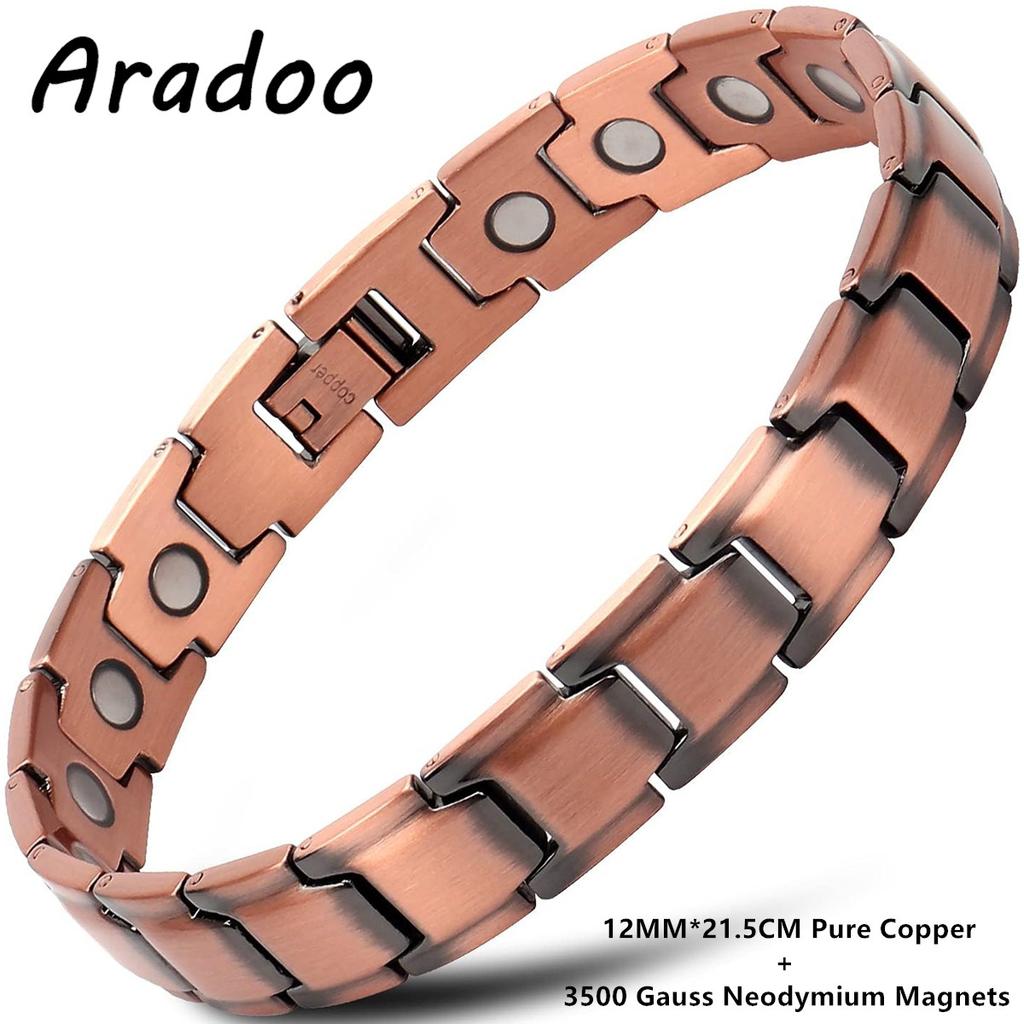 Doppelreihiges magnetisches Armband aus reinem Kupfer mit 3500 Gauss Magnet-Armband Minimalistisches Design Schmuck Geschenke