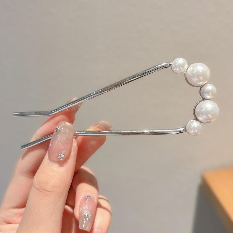 New Hairpin Female Disc Hair Artifact U-shaped Fixed Four Toothed Insert Comb Hairpin Ancient Style Flower Headpiece
