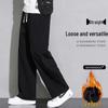 Korean-Style Plus Size Fleece-Lined Sweatpants for Students - Loose, Straight-Leg Casual Pants for Autumn/Winter.