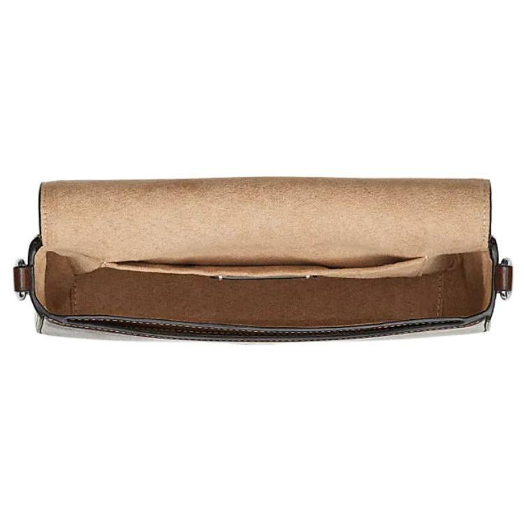 Coach Andrea 24 Classic Logo Buckle Closure Leather And Fabric Tote Shoulder Bag Medium Women Bags Oak Maple-Brown CT767-SVS8S