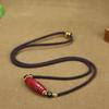 Red Agate Cinnabar Acacia Bean Necklace with Cat's Eye Gold Thread Clavicle Chain.