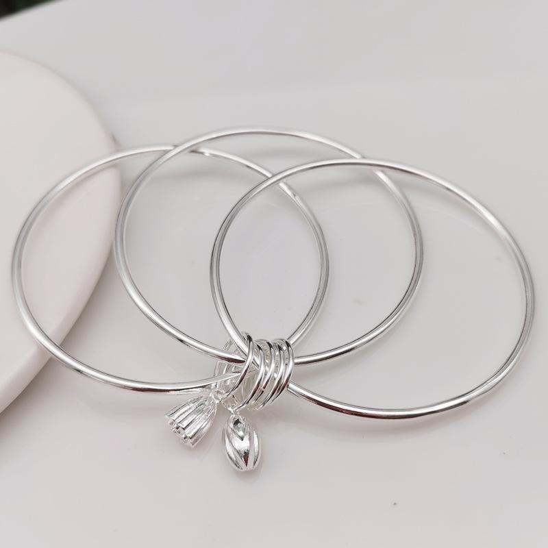 Twice Happy Bracelet for Women, Simple Jewelry, Sweet and Fresh, Lotus Peng, Three Lives, Three Lives, Smooth Face Bracelet for Girlfriend