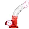 Transparent Two-Color Simulation Curved Penis Crystal Color Women's Masturbation Device Dildo Sexy Adult Toys