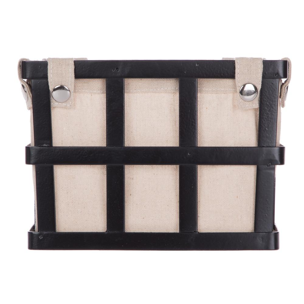 Black Metal Storage Basket with Removable Liner Rectangle Design Small Item Organization Shelf Home Decor Farmhouse Style