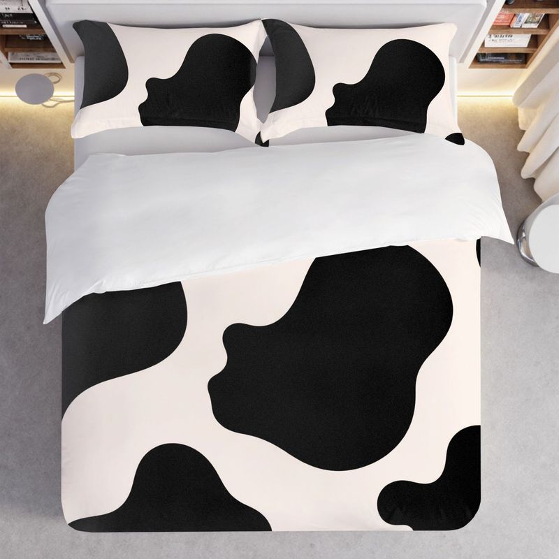 3Pcs Bedding Pillowcase Duvet Set Cow Spot Pattern 2D Digital Printing For Bedroom Hotel Dorm Decoration