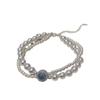 S925 Silver Sea Blue Pearl Bracelet for Women, Elegant Double Layer Beaded Bangle