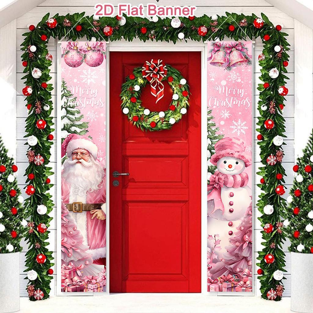 Merry Christmas Door Banner Decoration 2026 Christmas Decor for Home Xmas Hanging Ornaments Navidad Noel Gifts New Year 2026