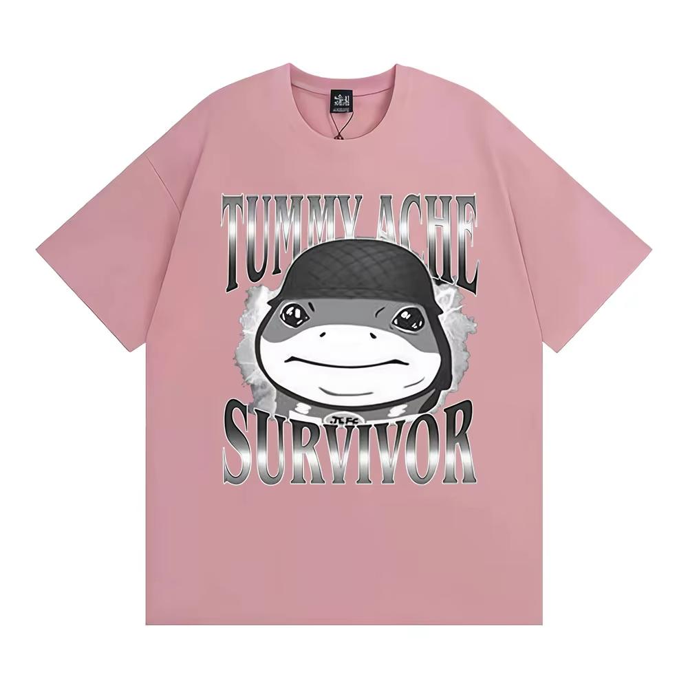 Funn Tummy Ache Survivor Jeff The Land Shark Helmet Meme T Shirts Men Women Fashion Humor Vintage Short Sleeve Oversized Tshirt