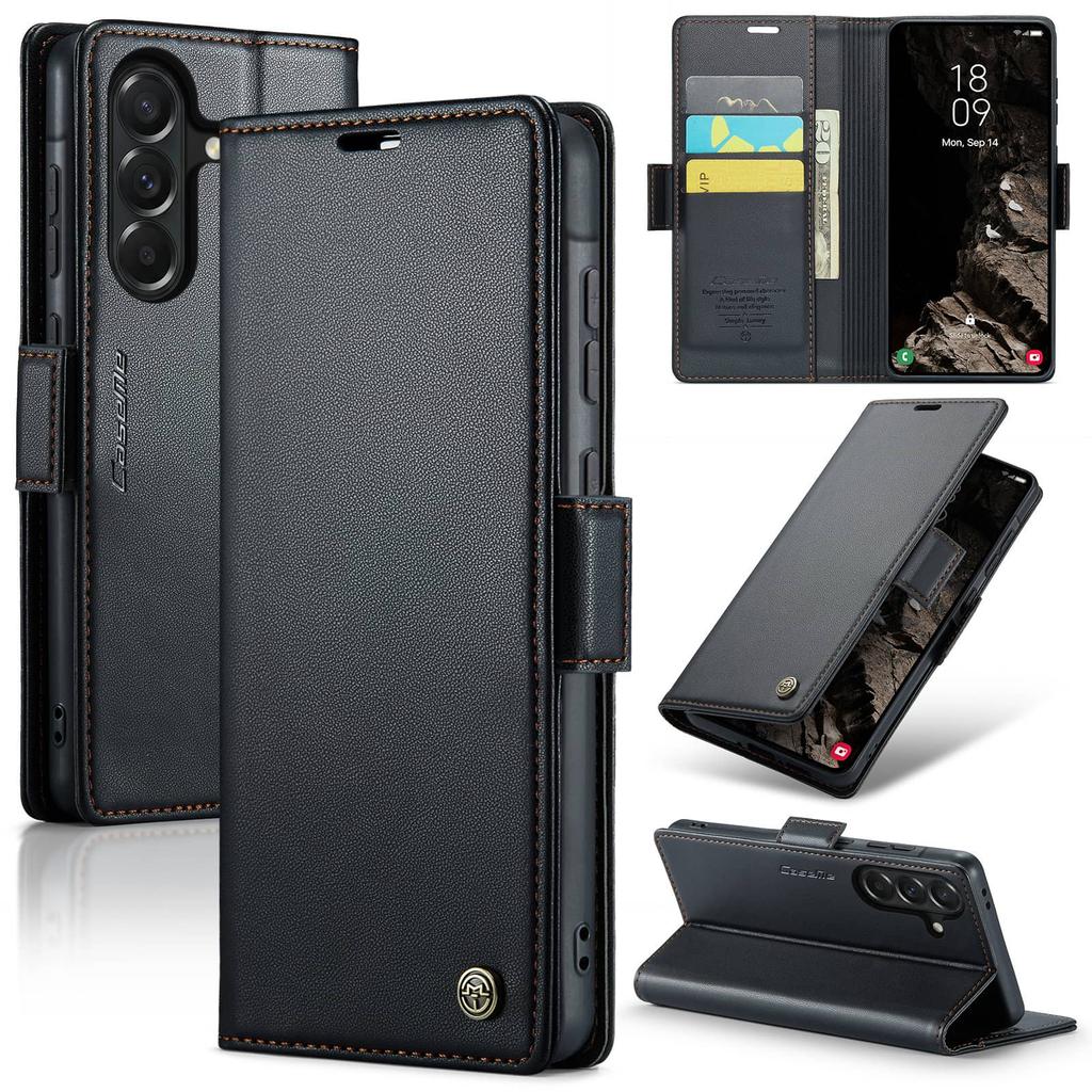 Für Samsung Galaxy A37 A57 Brieftaschen-Hülle mit Kartenhalter RFID-Blockierung PU-Leder Klapphülle Magnetverschluss Ständer Stoßfest