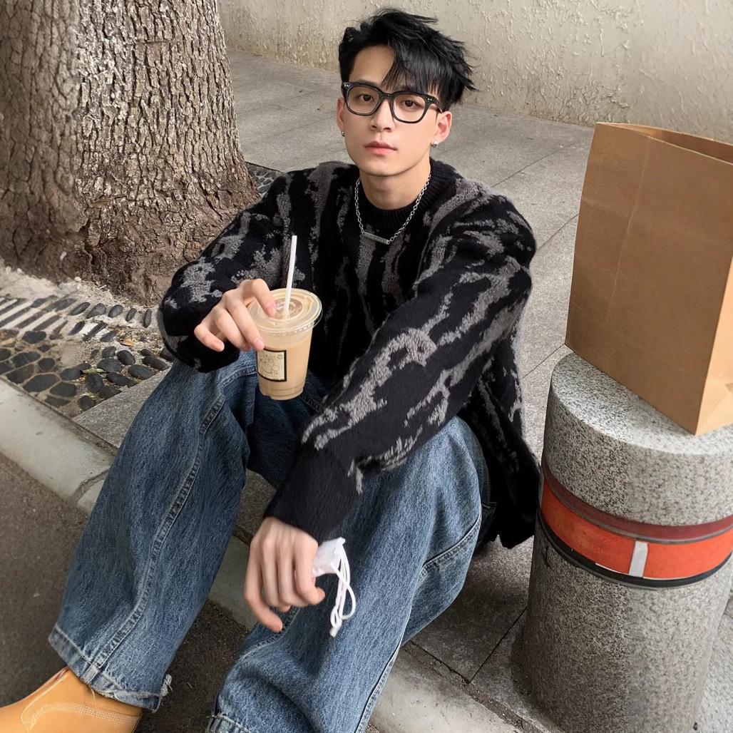 

Men s Trendy Color Block Wool Sweater - Autumn/Winter Korean Style XL чорний