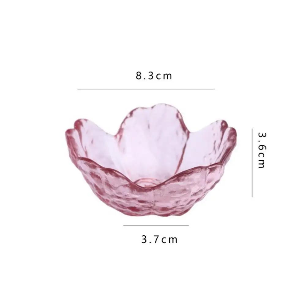 Creative Gold Inlay Glass Sakura Disc Japanese Small Sauce Bowl Nordic Style Flower Candle Holder Wedding Table
