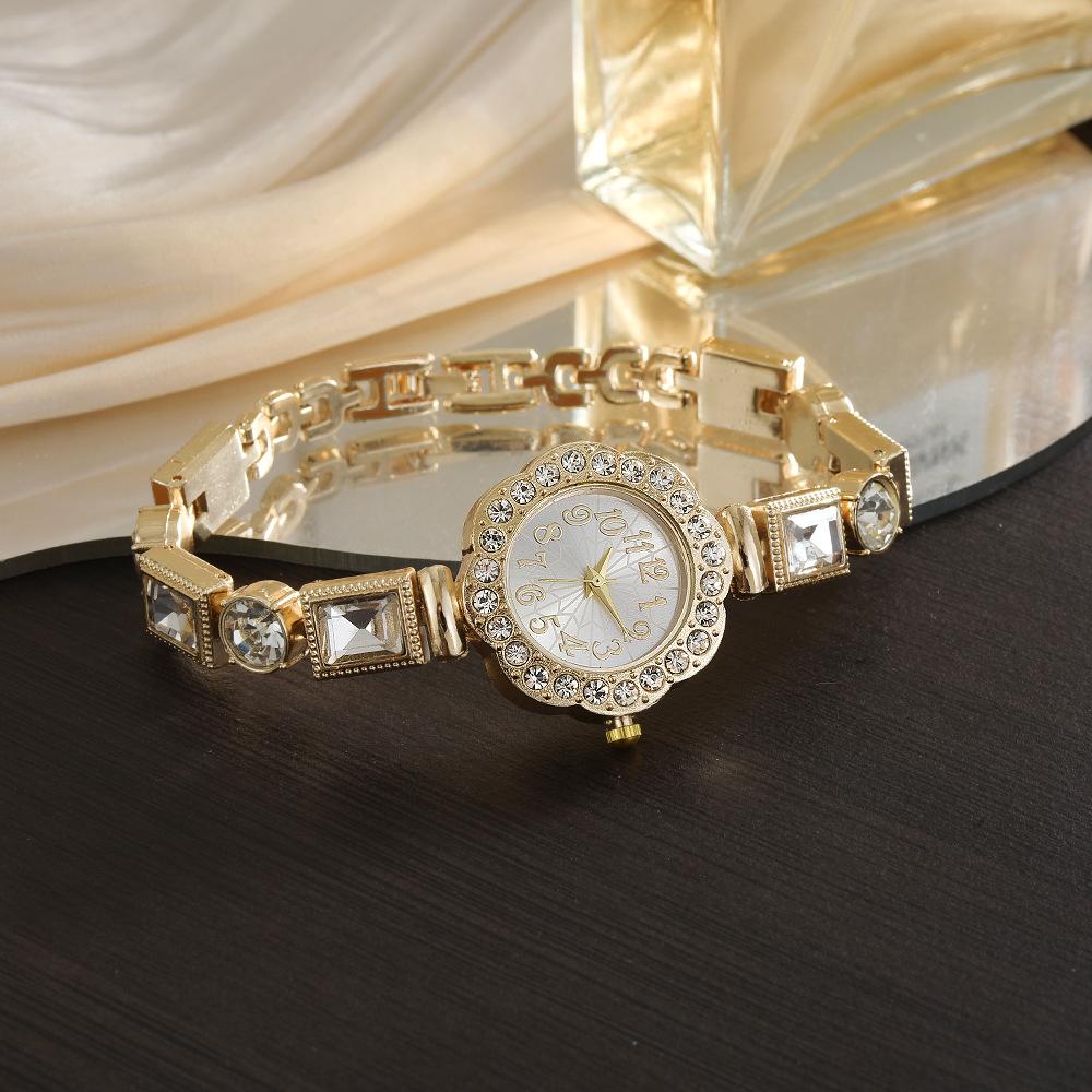 Damen Armbanduhr Damen Runde Form Strassbesetzt Quarz Armbanduhr