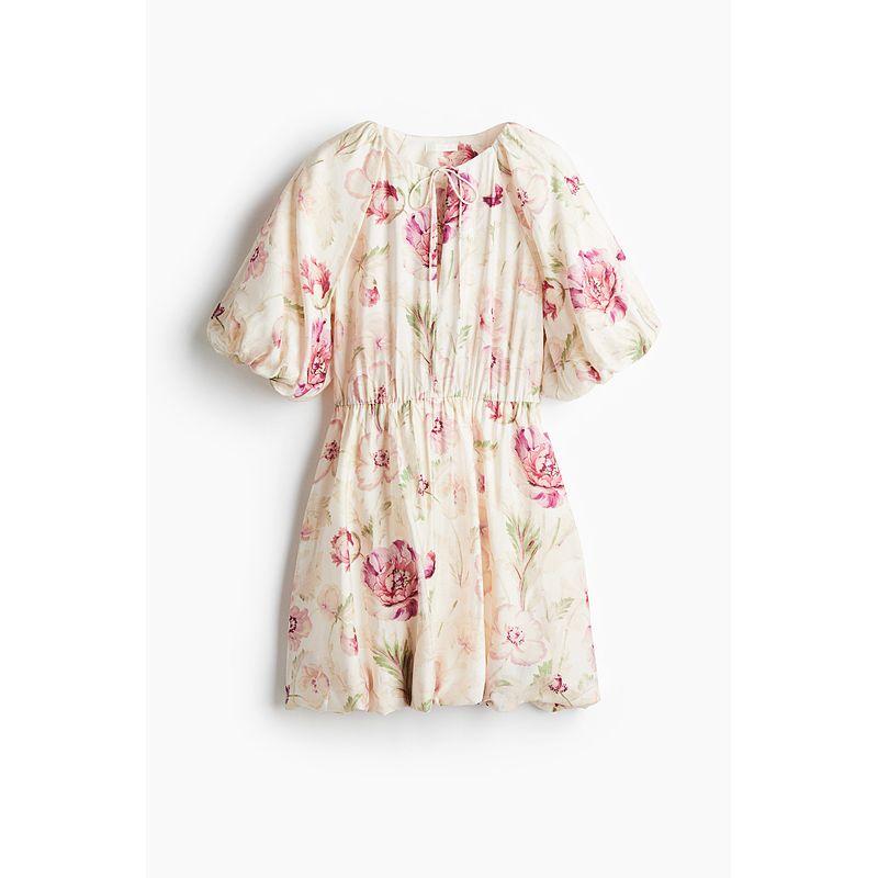 

Женская одежда HM Платье с цветочным принтом 2025 Осень Новое поступление Французское платье с подолом-пузырем и рукавами-фонариками 1289433 Cream/Pink Flowers 175/116(XL)