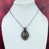 Moss Prehnite Pendant Copper Wire Wrapped Gemstone Pendant Unique Design Jewelry