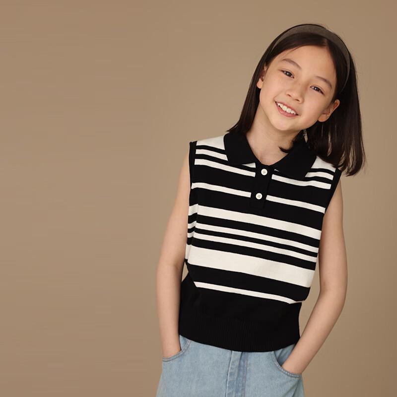 Hacikis Kids  Striped Sleeveless Knit Polo Vest 120