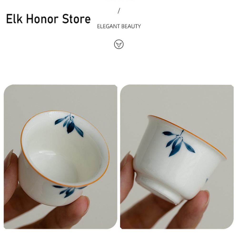 2 Stück/Set Reine Handbemalte Schmetterlingsorchidee Teetasse Boutique Persönliche Tasse Meistertassen Chinesisches Teezubehör Dekoration 28ml