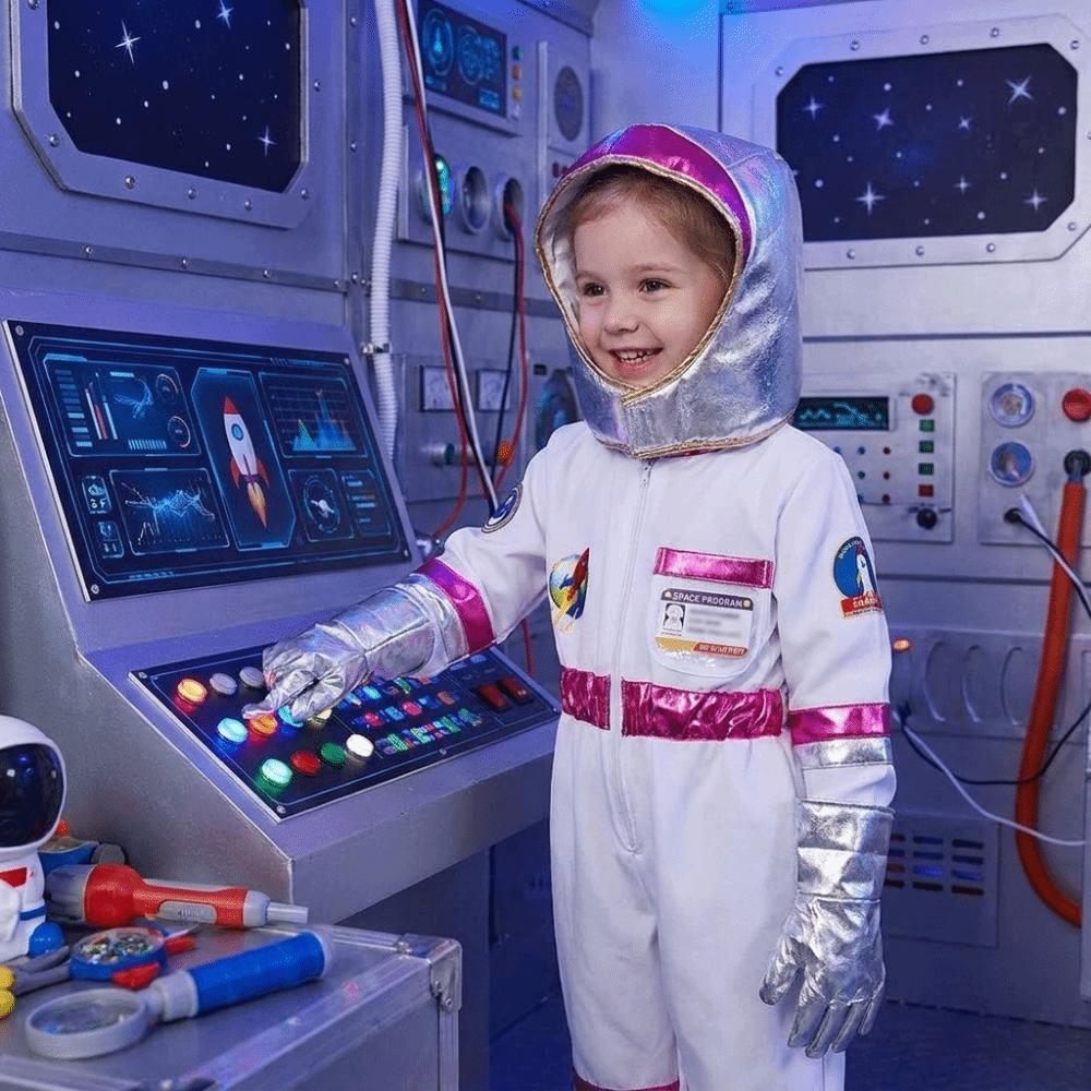 With Cap Astronaut Costume Set with Gloves Space Suit Rocket Jumpsuit Space Party