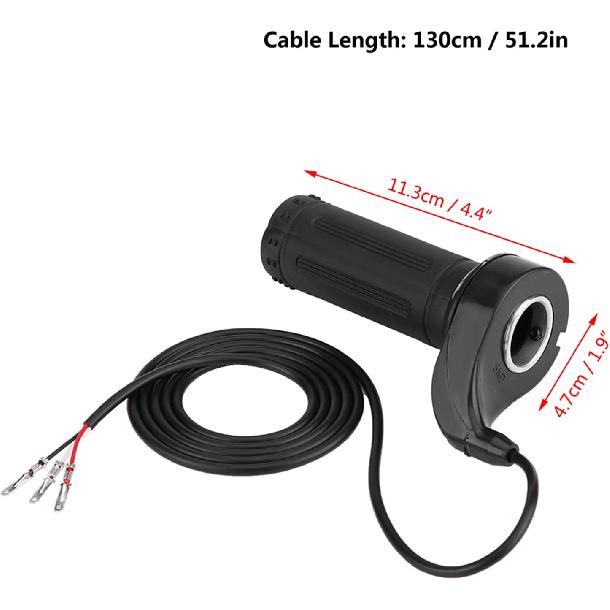 Full Twist Throttle Ebike Throttle 22.5mm / 0.88in Universal Electric Scooter Throttle with 3 Wires for Electric Scooters, Bicycles, Pocket Bikes,