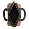 Coach Tan Signature Canvas Mini Boston Duffle Bag with Black Leather Trim & Gold Hardware for Daily Use