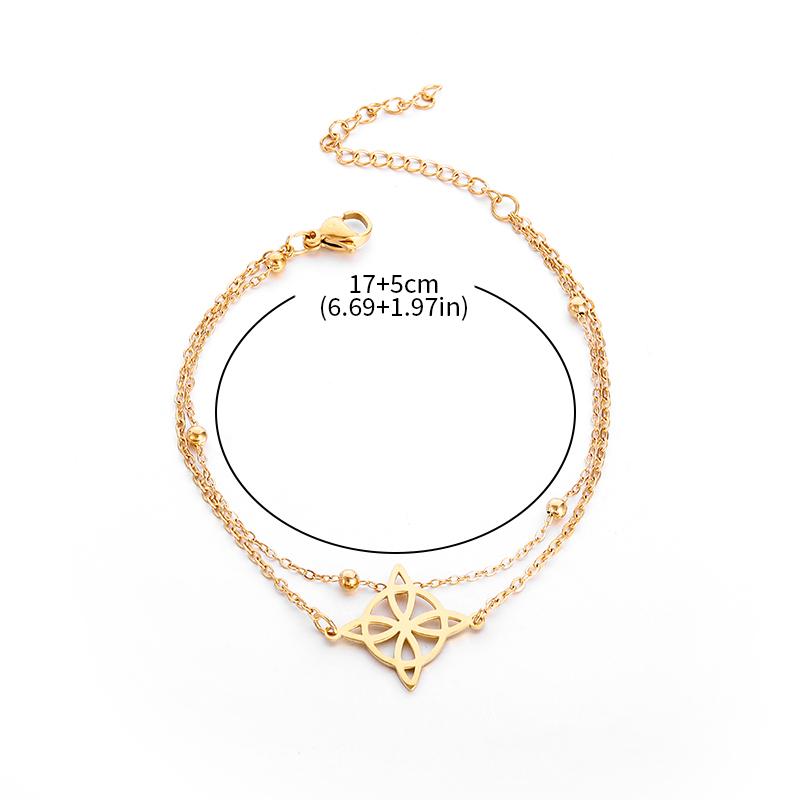 1PC Vrăjitorie Nod de vrăjitoare din oțel inoxidabil Cutie de flori goale geometrice Brățară manșetă cu lanț pentru femei, cadou reglabil de amuletă irlandeză de modă